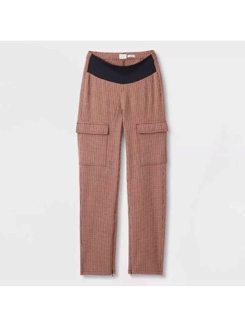 A New Day Women's Adaptive Seated Fit Pants, Brown Plaid - NWT